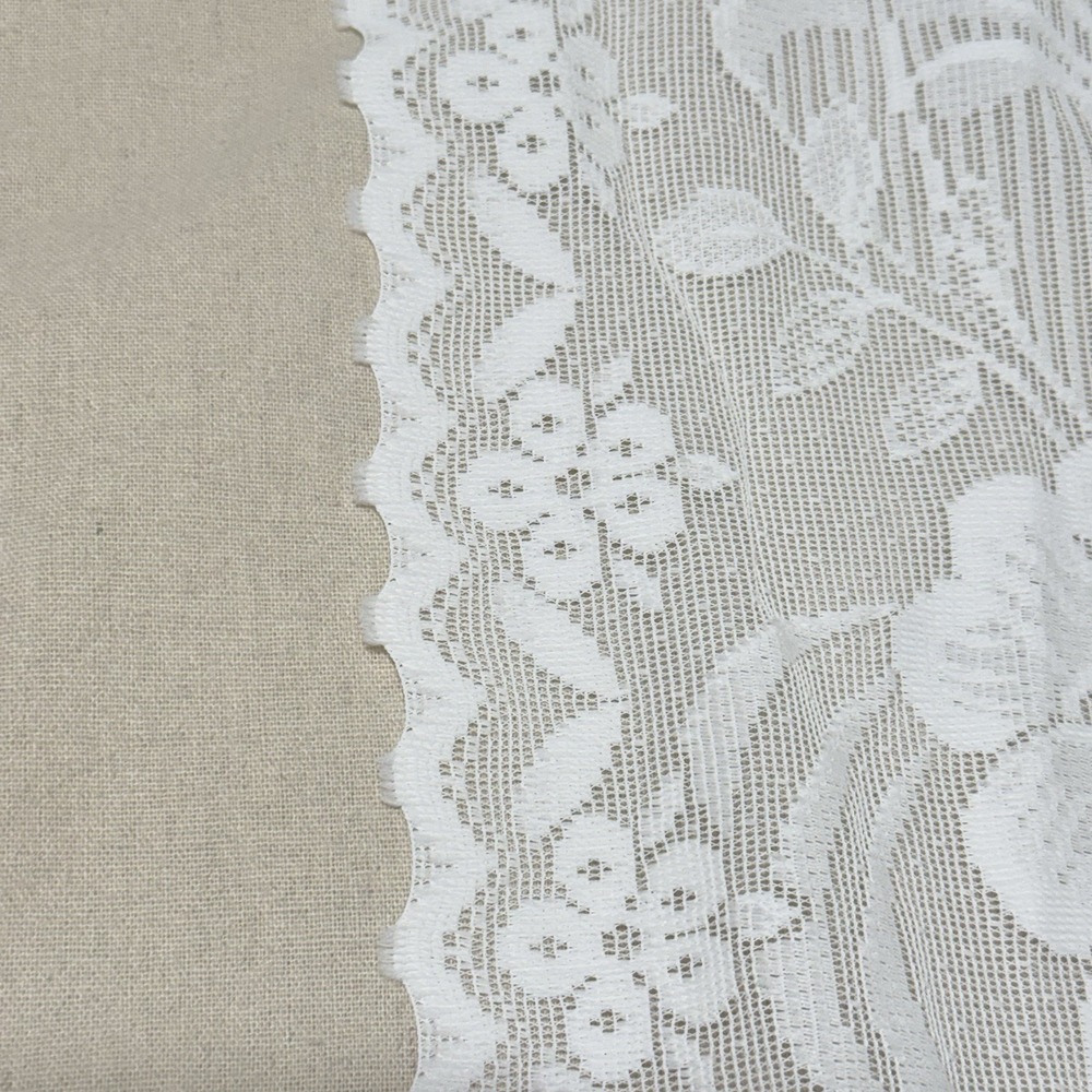 White Lace Curtain Panels Floral Scalloped Edge 61 x 56 Lot Of 2 - Picture 4 of 6
